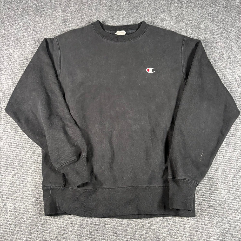 Champion Reverse Weave Sweatshirt Mens M Black Excellent Crewneck Heavyweight